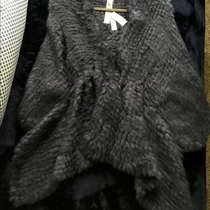 Faux Fur Hi-Lo Vest (Navy)